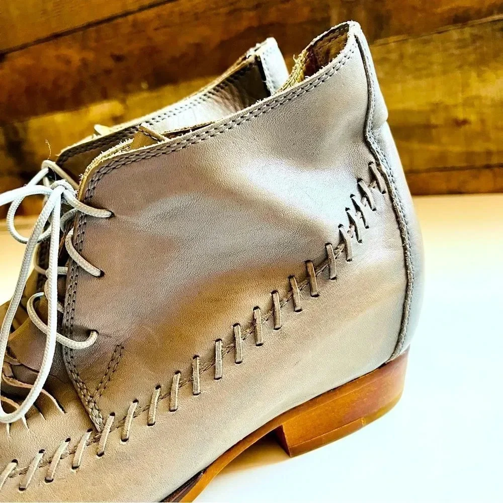 Anthropologie Latigo Mist Gray Astro Leather Bootie